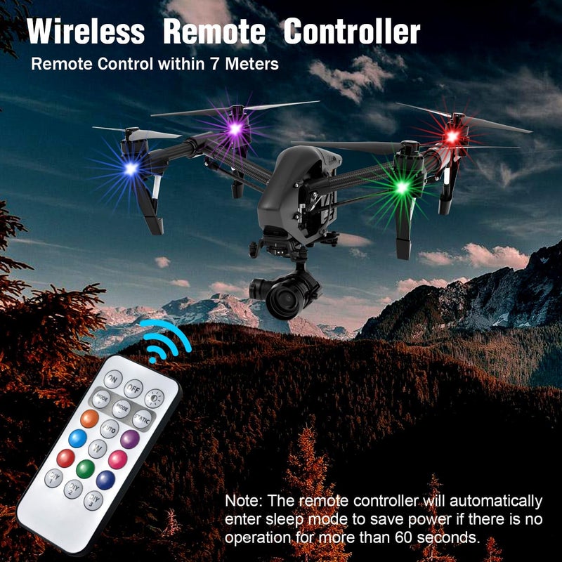 Aukmak 4PCS Wireless LED Strobe Lights with Remote Control, 8 Colors Rechargeable Led Lights Anti-Collision LED Emergency Warning Lights for Car Motorcycle Bike Drone Aircraft - Image 3